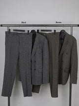 ASCLO ヘイデンチェックダブルスーツ (Brown)