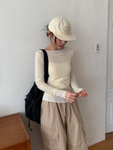 ミフコラウンドカラー長袖Tシャツ