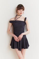 LILY FRILL DRESS charcoal
