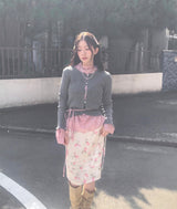 rozel floral satin pintuck midi sk