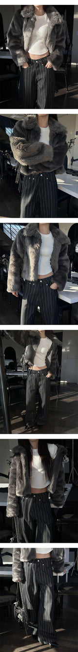 [Unisex] Stripe back strap wide pants