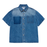 25SS OVERSIZE WASHING DENIM SHORT SLEEVE SHIRTS BLUE