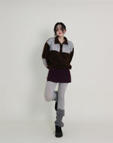 Femme Flower Pattern Quilted Fleece Long Sleeve T-Shirt (Button Detail)