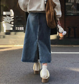 [BELLIDE MADE] Delt, スリットマキシロングデニムスカート