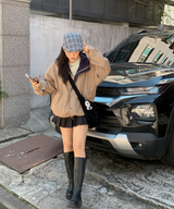 About Colorful Hood Bomber Jacket