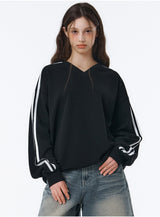 [Unisex] スポーティートラックVネックオーバーフィットスウェットシャツ (4color)