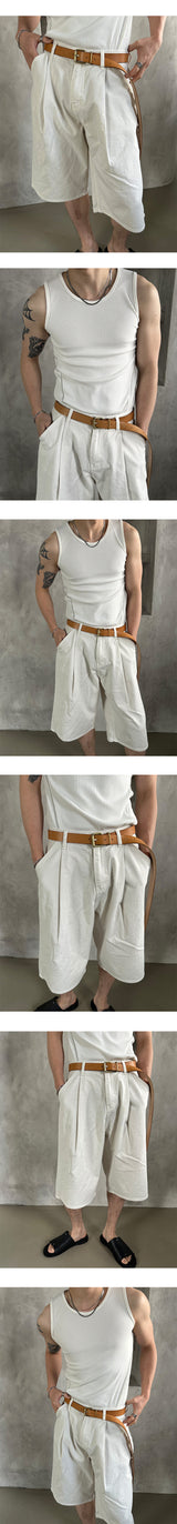 [HANDMADE] Basic leather long belt(Camel)
