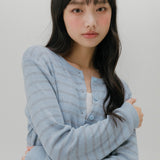 SOFT STRIPED KNIT CARDIGAN (LIGHT BLUE)
