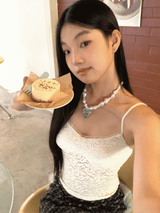 French Design Lace Sleeveless T-shirt