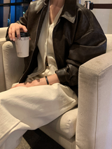 Vine Pocket Leather Blouson / 3 colors