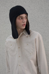 Lettering sleeve striped shirt - Beige
