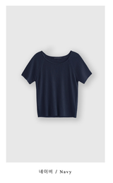 Rear Cool Linen Ribbed Short Sleeve Knit / 4 colors
