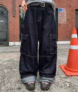 Abe Raw ステッチカーゴデニムパンツ
