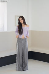 lace pocket wide slacks
