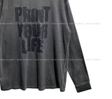 レフトプリントオーバーサイズフィット長袖Tシャツ