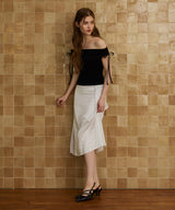 TINY DOT SLIT SKIRT / WHITE