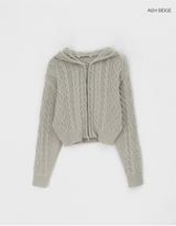 [MADE] ライミングケーブルフードニットジップアップ (50% Wool)