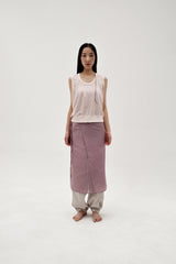 Linen oval neck knit, Pink