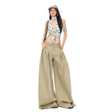 Tie-Detail Puddle Wide-Leg Pants