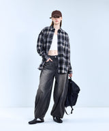 87-STAN081 One Pocket Vintage OverFit Long-Sleeved Check Shirt