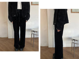 シャイニングベルベットブラックバンディングロングトレーニングパンツ (Black)