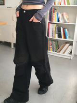 メルキットカットピンタックワイドコットンパンツ