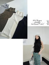 wool Angora sleeveless turtleneck T-shirt