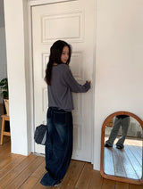 Kepan Lettering Wide Denim Pants
