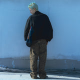 Leopard cotton twill pants / Beige