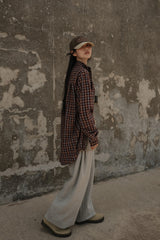 Logo Point Check Shirt - Burgundy