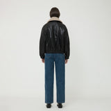 WOMAN FUR COLLAR FLIGHT JUMPER BLACK