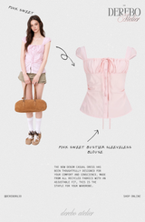 pink sweet bustier sleeveless blouse