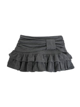 Ribbon shirring knit skirt / gray