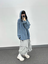 デニムフーデッドシャツ