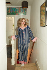 Navy Pink Stripe Pants
