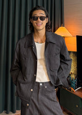 Stripe Trucker Denim Jacket 2COLOR