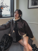デリウエストバックルクロップマスタングジャケット