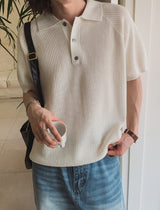 ベルナラインカラーニットショートスリーブTシャツ