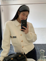 Gold button quilting jacket cardigan