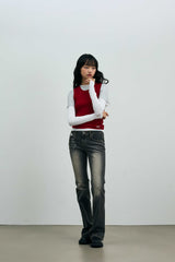 COMET LAYERED SLEEVE TOP / RED