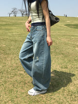 Curvy Crack Curved Denim Pants (1c)