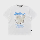 マルチーズイラストレーションハーフスリーブTシャツ