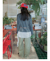 UnsocialNight original literary wool contrast colour フラワーアレンジメントプリントツイードジャケット detachableレースコート
