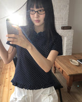 [MADE] Seju ドットカラーフリル半袖Tシャツ