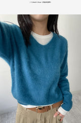 Raccoon V-neck loose-fit knit