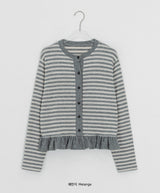 [BAONHAUS] Lorenine Frill Stripe Cardigan