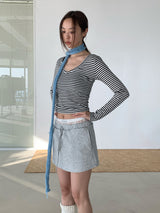 Mind V-neck Stripe Long Sleeve Span Tee