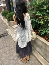 ウメ チェック ティアード ロング スリーブレス ビスチェ ワンピース (Adjustable Straps)