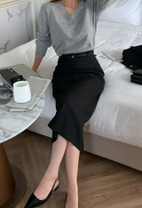 Lavin H-line Slit Long Skirt / 4 colors