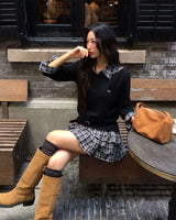 Blush Flare Check Shirt Dress